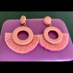 Pinky Purple Gold Circle Fringe Earrings💁🏼‍♀️